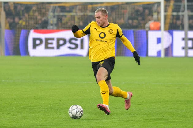 28 01 2026, xgrfx, Football UEFA Champions League , Borussia Dortmund Inter Milan v l Julian Ryerson Borussia Dortmund DFL DFB REGULATIONS PROHIBIT ANY USE OF PHOTOGRAPHS as IMAGE SEQUENCES and or QUASI VIDEO Signal Iduna Park