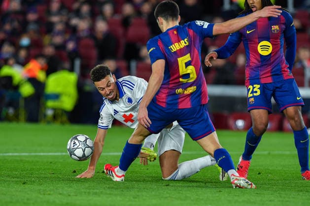 FC Barcelona, Barca v FC COPENHAGUE SPOTIFY CAMP NOU. BARCELONA. January 28, 2026 FC BARCELONA vs FC COPENHAGUE January 28, 2026 Larsson (11) of FC Copenhague vies with Pau Cubarsi (5) of FC Barcelona during the soccer match corresponding to the eigth match of the group stage of the UEFA Champions League between FC Barcelona and FC Copenhague at Spotify Camp Nou in Barcelona, Spain. Barcelona ESP Copyright: xS.xRosx