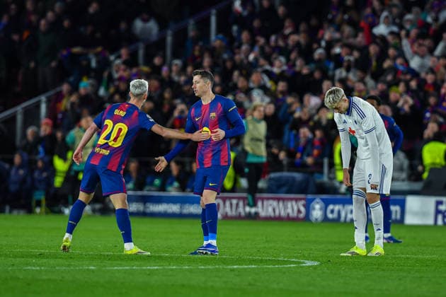 FC Barcelona, Barca v FC COPENHAGUE SPOTIFY CAMP NOU. BARCELONA. January 28, 2026 FC BARCELONA vs FC COPENHAGUE January 28, 2026 Robert Lewandowski (9) of FC Barcelona celebrates scoring his team s first goal with Dani Olmo (20) of FC Barcelona during the soccer match corresponding to the eigth match of the group stage of the UEFA Champions League between FC Barcelona and FC Copenhague at Spotify Camp Nou in Barcelona, Spain. Barcelona ESP Copyright: xS.xRosx