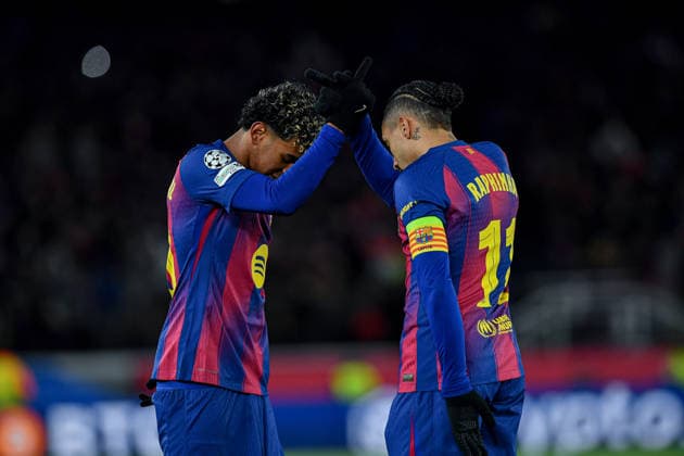 FC Barcelona, Barca v FC COPENHAGUE SPOTIFY CAMP NOU. BARCELONA. January 28, 2026 FC BARCELONA vs FC COPENHAGUE January 28, 2026 Lamine Yamal (10) of FC Barcelona celebrates scoring his team s second goal with Raphina (11) of FC Barcelona during the soccer match corresponding to the eigth match of the group stage of the UEFA Champions League between FC Barcelona and FC Copenhague at Spotify Camp Nou in Barcelona, Spain. Barcelona ESP Copyright: xS.xRosx