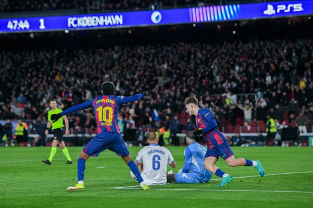 FC Barcelona, Barca v FC COPENHAGUE SPOTIFY CAMP NOU. BARCELONA. January 28, 2026 FC BARCELONA vs FC COPENHAGUE January 28, 2026 Lamine Yamal (10) of FC Barcelona celebrates the first goal of Lewandowski during the soccer match corresponding to the eigth match of the group stage of the UEFA Champions League between FC Barcelona and FC Copenhague at Spotify Camp Nou in Barcelona, Spain. Barcelona ESP Copyright: xS.xRosx