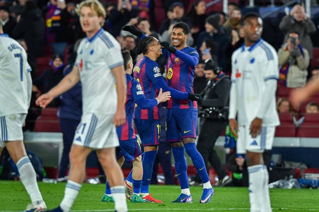 FC Barcelona, Barca v FC COPENHAGUE SPOTIFY CAMP NOU. BARCELONA. January 28, 2026 FC BARCELONA vs FC COPENHAGUE January 28, 2026 Marcus Rashford (14) of FC Barcelona celebrates scoring his team s fourth goal with Raphina (11) of FC Barcelona during the soccer match corresponding to the eigth match of the group stage of the UEFA Champions League between FC Barcelona and FC Copenhague at Spotify Camp Nou in Barcelona, Spain. Barcelona ESP Copyright: xS.xRosx