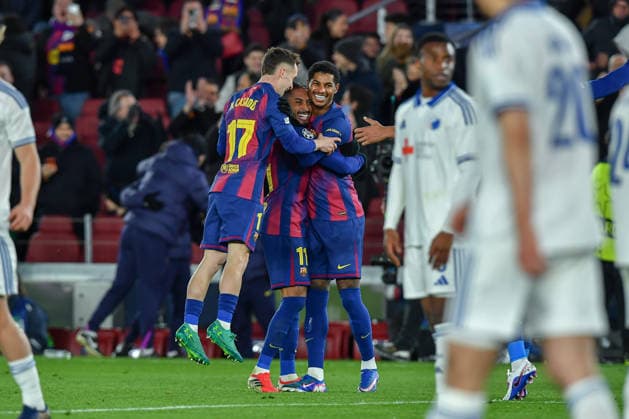 FC Barcelona, Barca v FC COPENHAGUE SPOTIFY CAMP NOU. BARCELONA. January 28, 2026 FC BARCELONA vs FC COPENHAGUE January 28, 2026 Marcus Rashford (14) of FC Barcelona celebrates scoring his team s fourth goal with Raphina (11) of FC Barcelona and Marc Casado (17) of FC Barcelona during the soccer match corresponding to the eigth match of the group stage of the UEFA Champions League between FC Barcelona and FC Copenhague at Spotify Camp Nou in Barcelona, Spain. Barcelona ESP Copyright: xS.xRosx