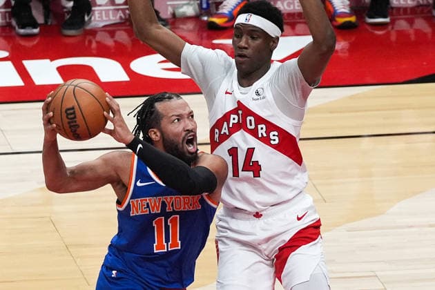 New York Knicks vs Toronto Raptors TORONTO, CANADA - JANUARY 28 : Jalen Brunson (11) of New York in action against Knicks Ja’Kobe Walter (14) of Toronto Raptors during the NBA, Basketball Herren, USA basketball game between New York Knicks and Toronto Raptors at the Scotiabank Arena on January 28, 2026 in Toronto, Ontario, Canada. Mert Alper Dervis Anadolu Ontario Canada. Editorial use only. Please get in touch for any other usage.  Copyright: x2026xAnadoluxMertxAlperxDervisx