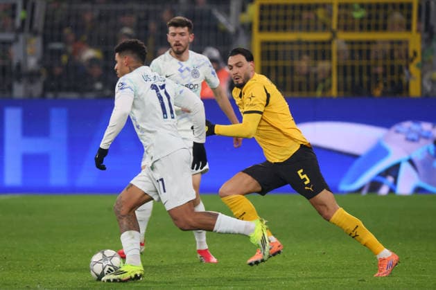 Dortmund, Germany January 28, 2026 Champions League 2025 2026 Borussia Dortmund vs Inter Milan Pictured from left Luis Henrique Inter and Ramy Bensebaini BVB Signal Iduna Park Nordrhein Westfalen Copyright: xFotostandx xFantinix