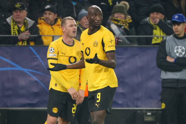 Dortmund, Germany January 28, 2026 Champions League 2025 2026 Borussia Dortmund vs Inter Milan Pictured from left Julian Ryerson BVB and Serhou Guirassy BVB Signal Iduna Park Nordrhein Westfalen Copyright: xFotostandx xFantinix