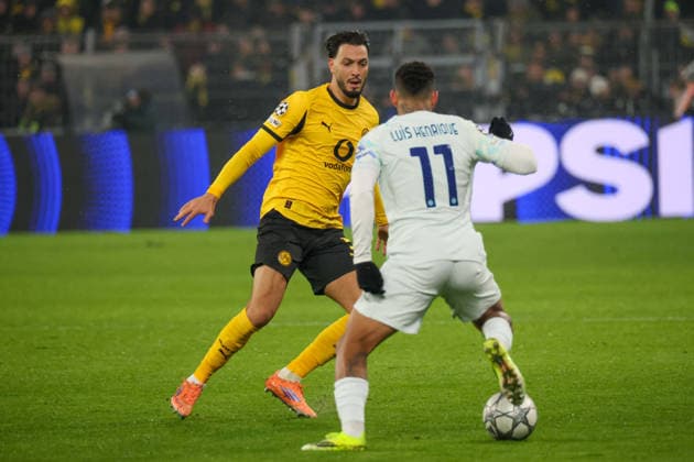 Dortmund, Germany January 28, 2026 Champions League 2025 2026 Borussia Dortmund vs Inter Milan In the picture from left in the duel Emre Can BVB and Luis Henrique Inter Signal Iduna Park Nordrhein Westfalen Copyright: xFotostandx xFantinix