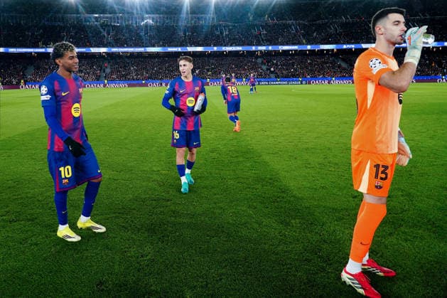 ESP: FC Barcelona, Barca v FC Copenhaguet. UEFA Champions League. Matchday 8. Joan Garcia, Fermin Lopez and Lamine Yamal of FC Barcelona before the kick-off during the UEFA Champions League match, match day 8, between FC Barcelona and FC Copenhague, Spotify Camp Nou Stadium on January 28, 2026 in Barcelona, Spain. kpng Copyright: xBaguxBlancox xPRESSINx PS_260128_BAR_COP_2526_502