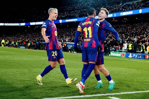 ESP: FC Barcelona, Barca v FC Copenhaguet. UEFA Champions League. Matchday 8. Raphael Dias Belloli Raphinha of FC Barcelona celebrates after scoring the 3-1 with his teammates Fermin Lopez and Dani Olmo during the UEFA Champions League match, match day 8, between FC Barcelona and FC Copenhague, Spotify Camp Nou Stadium on January 28, 2026 in Barcelona, Spain. kpng Copyright: xBaguxBlancox xPRESSINx PS_260128_BAR_COP_2526_519