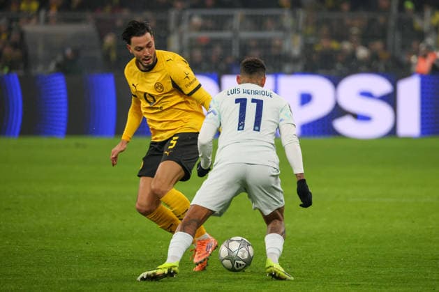 Dortmund, Germany January 28, 2026 Champions League 2025 2026 Borussia Dortmund vs Inter Milan In the picture from left in the duel Emre Can BVB and Luis Henrique Inter Signal Iduna Park Nordrhein Westfalen Copyright: xFotostandx xFantinix