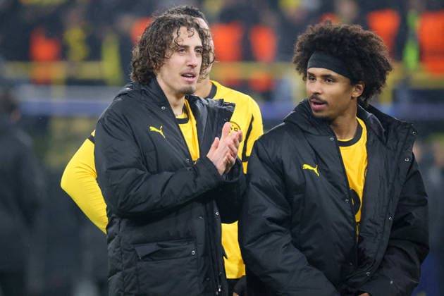 Dortmund, Germany January 28, 2026 Champions League 2025 2026 Borussia Dortmund vs Inter Milan In the picture from left Fabio Silva BVB and Karim Adeyemi BVB disappointed after the defeat against Inter Milan Signal Iduna Park Nordrhein Westfalen Copyright: xFotostandx xFantinix