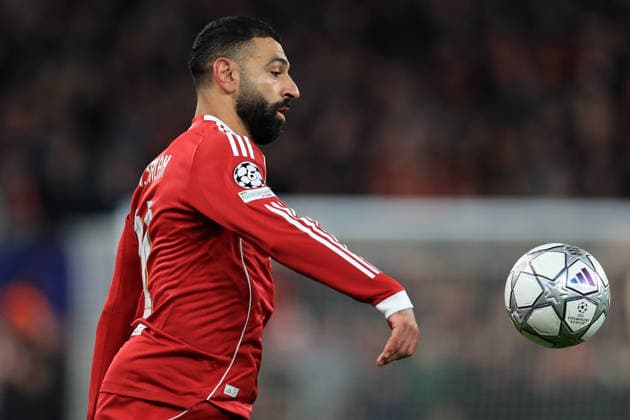 28th January 2026; Anfield, Liverpool, Merseyside, England; UEFA Champions League Football, Liverpool versus Qarabag; Mohammed Salah of Liverpool controls the ball  DavidxBlunsden Content restricted for UK based newspaper
