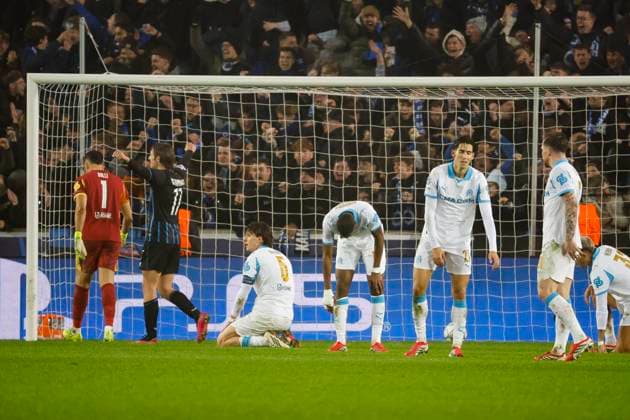 Football UEFA Champions League J8 match Bruges Brugge - Marseille PHOTOPQR LA PROVENCE SPEICH Frederic ; Bruges ; 28 01 2026 ; Football UEFA Champions League Phase de ligue Journee 8 Match Club Bruges KV - Olympique de Marseille ( OM ) au Stade Stade Jan-Breydel de Bruges (Belgique) Deception joueurs Marseille 3e but Bruges Bruges Autre France  Copyright: xPHOTOPQR LAxPROVENCE MAXPPPxSPEICHxFredericx 20260128PVL2992 20260128PVL2992