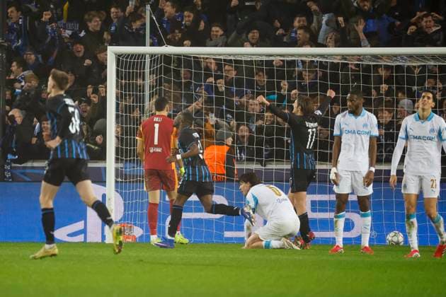 Football UEFA Champions League J8 match Bruges Brugge - Marseille PHOTOPQR LA PROVENCE SPEICH Frederic ; Bruges ; 28 01 2026 ; Football UEFA Champions League Phase de ligue Journee 8 Match Club Bruges KV - Olympique de Marseille ( OM ) au Stade Stade Jan-Breydel de Bruges (Belgique) Deception joueurs Marseille 3e but Bruges Bruges Autre France  Copyright: xPHOTOPQR LAxPROVENCE MAXPPPxSPEICHxFredericx 20260128PVL2993 20260128PVL2993