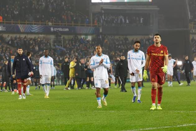 Football UEFA Champions League J8 match Bruges Brugge - Marseille PHOTOPQR LA PROVENCE SPEICH Frederic ; Bruges ; 28 01 2026 ; Football UEFA Champions League Phase de ligue Journee 8 Match Club Bruges KV - Olympique de Marseille ( OM ) au Stade Stade Jan-Breydel de Bruges (Belgique) Deception joueurs Marseille fin de match Bruges Autre France  Copyright: xPHOTOPQR LAxPROVENCE MAXPPPxSPEICHxFredericx 20260128PVL3000 20260128PVL3000