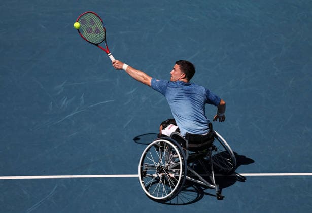 Gordon Reid during his Men s Wheelchair Singles quarter final match Australian Open tennis tournament, Day Twelve, Melbourne Park, Australia - 29 Jan 2026Melbourne Melbourne Park Victoria (VIC) Australia  Copyright: xEllaxLing Shutterstockx 16455615o