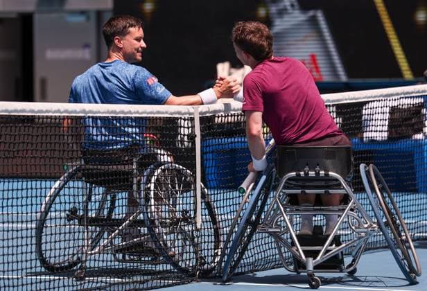 Gordon Reid and Alfie Hewett during his Men s Wheelchair Singles quarter final match Australian Open tennis tournament, Day Twelve, Melbourne Park, Australia - 29 Jan 2026Melbourne Melbourne Park Victoria (VIC) Australia  Copyright: xEllaxLing Shutterstockx 16455615r
