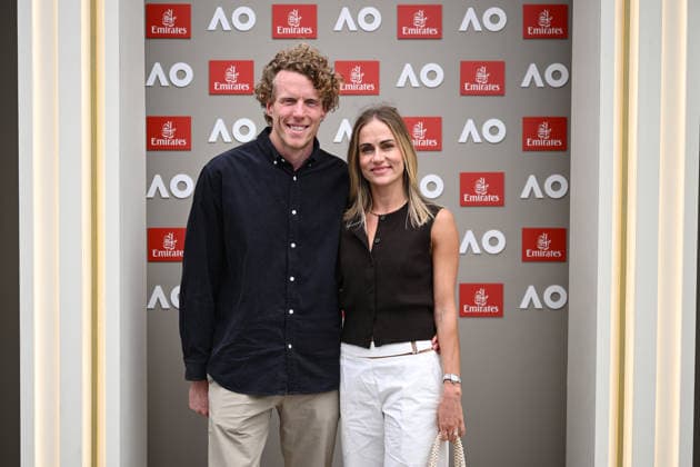 TENNIS AUSTRALIAN OPEN, Olympian Steve Hooker and partner Katya Kostetskaya poses for a photo at a hospitality marquee during Day 12 of the 2026 Australian Open tennis tournament at Melbourne Park in Melbourne, Thursday, January 29, 2026. ( NO ARCHIVING MELBOURNE VICTORIA AUSTRALIA  Copyright: xJOELxCARRETTx 20260129163110405763