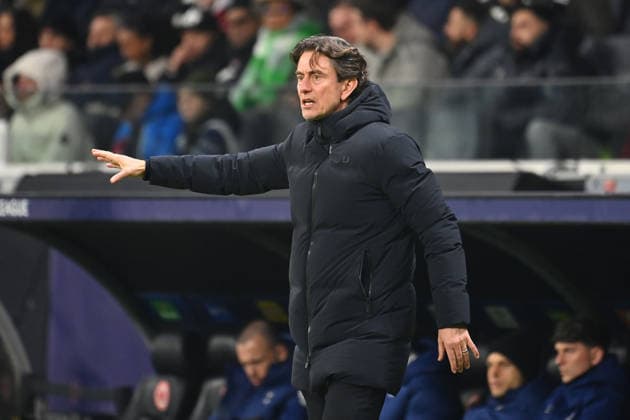Thomas FRANK coach Tottenham , gestures,gives instructions, single image,cropped single motif,half figure,half figure Football Champions League,season 2025 26, league phase Eintracht Frankfurt Tottenham Hotspur 0 2 on 28 01 2026, D E U T S C H E B A N K P A R K