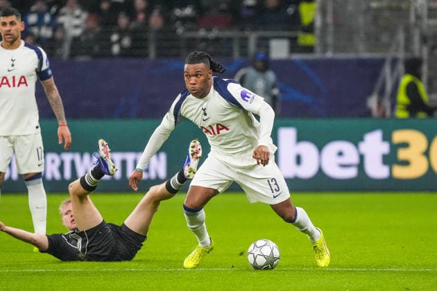 Destiny Udogie Tottenham Hotspur, 13 prevails Frankfurt 28 01 2026 Eintracht Frankfurt vs Tottenham Hotspurs, Deutsche Bank Park, Matchday 8 Champions League