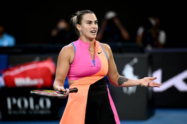TENNIS AUSTRALIAN OPEN, Aryna Sabalenka of Russia reacts during the women™s semifinasl against Elina Svitolina of Ukraine on day 12 of the 2026 Australian Open tennis tournament at Melbourne Park in Melbourne, Thursday, January 29, 2026. ( NO ARCHIVING MELBOURNE VICTORIA AUSTRALIA  Copyright: xJOELxCARRETTx 20260129137627645930