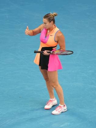 Aryna Sabalenka checks her hand during her Semi-final match Australian Open tennis tournament, Day Twelve, Melbourne Park, Australia - 29 Jan 2026Melbourne Melbourne Park Victoria (VIC) Australia  Copyright: xRachelxBach Shutterstockx 16455614a