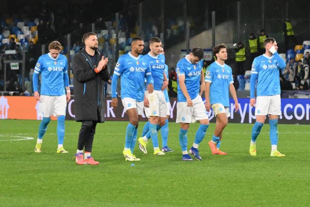Foto IPP Roberto Ramaccia Napoli 28 1 2026 Uefa Champions League - Giornata 8- 2025 2026 Napoli vs Chelsea Nella foto Napoli players look dejected at the end of the Italy Photo Press - World Copyright Napoli italy Italia ITALY  Copyright: xR4924_italyphotopressx
