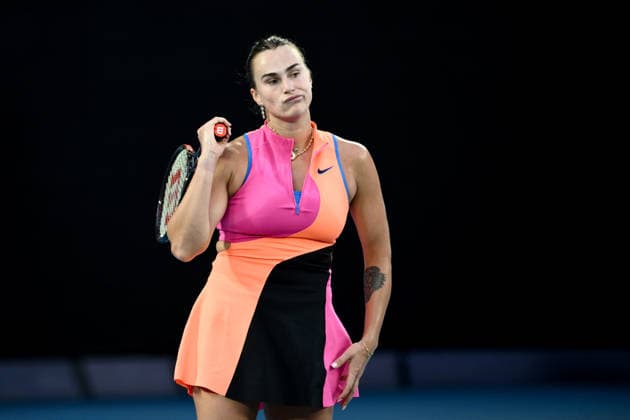 TENNIS AUSTRALIAN OPEN, Aryna Sabalenka of Russia reacts during the women™s semifinal against Elina Svitolina of Ukraine on day 12 of the 2026 Australian Open tennis tournament at Melbourne Park in Melbourne, Thursday, January 29, 2026. ( NO ARCHIVING MELBOURNE VICTORIA AUSTRALIA  Copyright: xJOELxCARRETTx 20260129118093157876