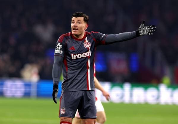 Giulian Biancone of Olympiakos Piraeus during the match AFC Ajax Amsterdam vs Olympiacos Piraues at the Johan Cruijff ArenA for the UEFA Champions League season 2025 2026 in AMSTERDAM, Netherlands on 28 january 2026 Photo by Peter Lous EYE4IMAGES