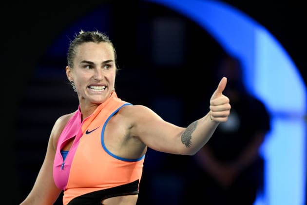 TENNIS AUSTRALIAN OPEN, Aryna Sabalenka of Russia reacts during the women™s semifinal against Elina Svitolina of Ukraine on day 12 of the 2026 Australian Open tennis tournament at Melbourne Park in Melbourne, Thursday, January 29, 2026. ( NO ARCHIVING MELBOURNE VICTORIA AUSTRALIA  Copyright: xJOELxCARRETTx 20260129163030757106