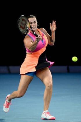 TENNIS AUSTRALIAN OPEN, Aryna Sabalenka of Russia in action during the women™s semifinal against Elina Svitolina of Ukraine on day 12 of the 2026 Australian Open tennis tournament at Melbourne Park in Melbourne, Thursday, January 29, 2026. ( NO ARCHIVING MELBOURNE VICTORIA AUSTRALIA  Copyright: xJOELxCARRETTx 20260129166531461782
