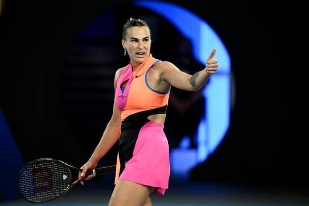 TENNIS AUSTRALIAN OPEN, Aryna Sabalenka of Russia reacts during the women™s semifinal against Elina Svitolina of Ukraine on day 12 of the 2026 Australian Open tennis tournament at Melbourne Park in Melbourne, Thursday, January 29, 2026. ( NO ARCHIVING MELBOURNE VICTORIA AUSTRALIA  Copyright: xJOELxCARRETTx 20260129179645092967