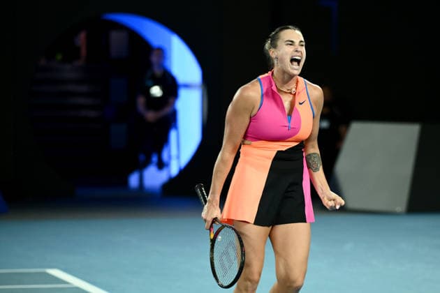 TENNIS AUSTRALIAN OPEN, Aryna Sabalenka of Russia reacts during the women™s semifinal against Elina Svitolina of Ukraine on day 12 of the 2026 Australian Open tennis tournament at Melbourne Park in Melbourne, Thursday, January 29, 2026. ( NO ARCHIVING MELBOURNE VICTORIA AUSTRALIA  Copyright: xJOELxCARRETTx 20260129129384744367