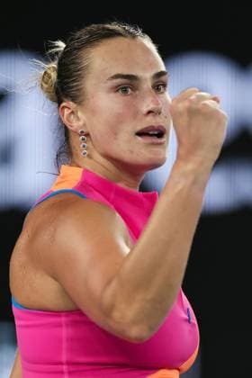 Aryna Sabalenka celebrates during her semi-final match Australian Open tennis tournament, Day Twelve, Melbourne Park, Australia - 29 Jan 2026Melbourne Melbourne Park Victoria (VIC) Australia  Copyright: xEllaxLing Shutterstockx 16455615ae