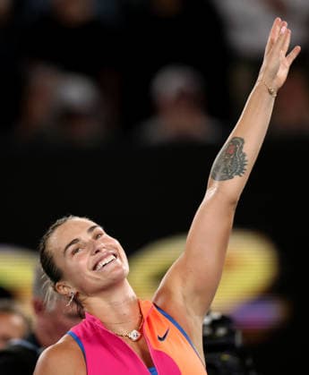 Aryna Sabalenka celebrates victory in her semi-final match Australian Open tennis tournament, Day Twelve, Melbourne Park, Australia - 29 Jan 2026Melbourne Melbourne Park Victoria (VIC) Australia  Copyright: xEllaxLing Shutterstockx 16455615ao