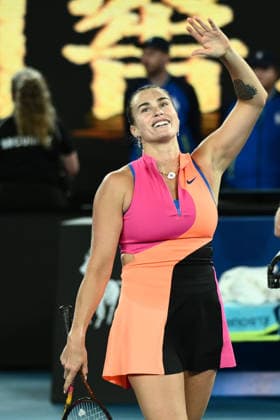 TENNIS AUSTRALIAN OPEN, Aryna Sabalenka of Russia celebrates her win in the women™s semifinal against Elina Svitolina of Ukraine on day 12 of the 2026 Australian Open tennis tournament at Melbourne Park in Melbourne, Thursday, January 29, 2026. ( NO ARCHIVING MELBOURNE VICTORIA AUSTRALIA  Copyright: xJOELxCARRETTx 20260129133180361028