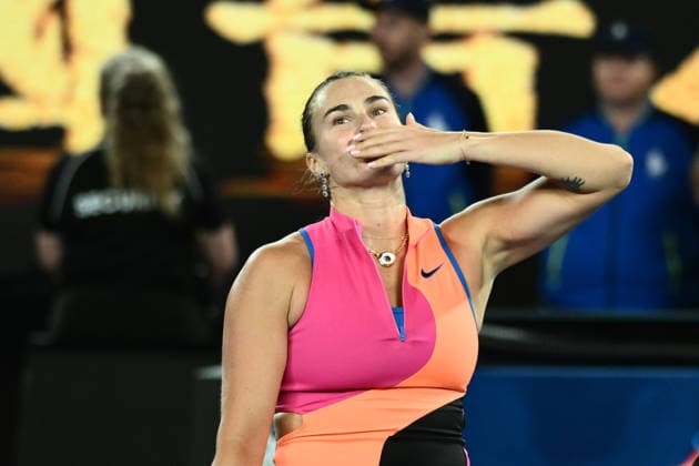 TENNIS AUSTRALIAN OPEN, Aryna Sabalenka of Russia celebrates her win in the women™s semifinal against Elina Svitolina of Ukraine on day 12 of the 2026 Australian Open tennis tournament at Melbourne Park in Melbourne, Thursday, January 29, 2026. ( NO ARCHIVING MELBOURNE VICTORIA AUSTRALIA  Copyright: xJOELxCARRETTx 20260129162272757113