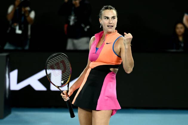 TENNIS AUSTRALIAN OPEN, Aryna Sabalenka of Russia celebrates match point during the women™s semifinal against Elina Svitolina of Ukraine on day 12 of the 2026 Australian Open tennis tournament at Melbourne Park in Melbourne, Thursday, January 29, 2026. ( NO ARCHIVING MELBOURNE VICTORIA AUSTRALIA  Copyright: xJOELxCARRETTx 20260129145589878048