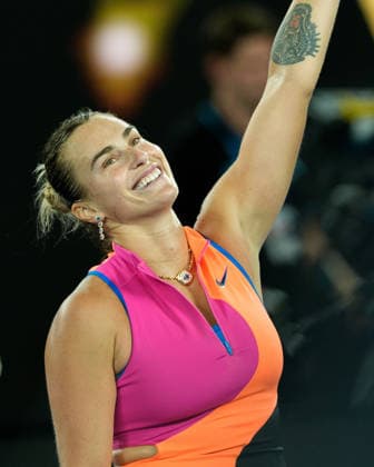 January 29, 2026: 1st seed ARYNA SABALENKA of Belarus celebrates after defeating 12th seed ELINA SVITOLINA of Ukraine on Rod Laver Arena in a Women s Singles Semifinals match on day 12 of the 2026 Australian Open in Melbourne, Australia. SABALENKA won 62 63. Cal Media Melbourne Australia - ZUMAc04_ 20260129_faf_c04_001 Copyright: xSydneyxLowx