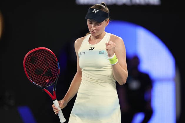 Elena Rybakina celebrates during her semi-final match Australian Open tennis tournament, Day Twelve, Melbourne Park, Australia - 29 Jan 2026Melbourne Melbourne Park Victoria (VIC) Australia  Copyright: xEllaxLing Shutterstockx 16455615ce