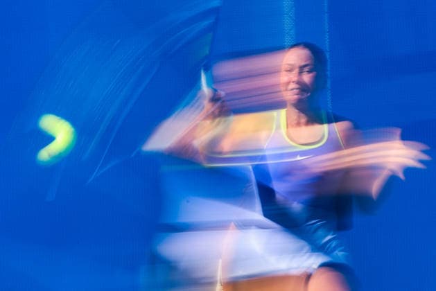 (260129) -- MANILA, Jan. 29, 2026 -- Sofia Costoulas hits a return during the women s singles quarterfinal match between Tatiana Prozorova of Russia and Sofia Costoulas of Belgium at the WTA, Tennis Damen Philippine Women s Open in Manila, the Philippines, Jan. 29, 2026. ) (SP)THE PHILIPPINES-MANILA-TENNIS-WTA PHILIPPINE WOMEN S OPEN-SINGLES RouellexUmali 
