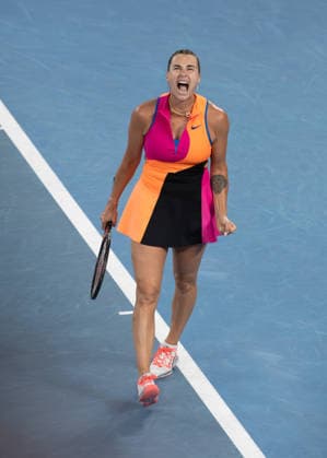 Aryna Sabalenka makes a fist and cheers, cheers, joy, emotion, Australian Open 2026 Melbourne Park, Melbourne, Victoria, Australia Copyright: xJuergenxHasenkopfx