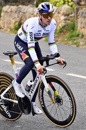 Belgian Remco Evenepoel pictured during a warm-up ride, before the Team Time Trial of the Trofeo Ses Salines Challenge Mallorca cycling race, 23,8km in Colonia de Sant Jordi, Mallorca, Spain on Thursday 29 January 2026. Belgian Evenepoel is participating in the first race in the colors of his new team Red Bull-Bora-Hansgrohe. ERICxLALMAND  x159562840x