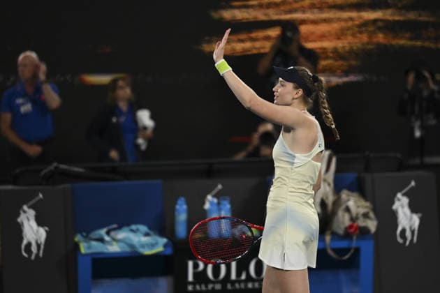 Australian Open 2026 - Semifinals MELBOURNE, AUSTRALIA - JANUARY 29: Elena Rybakina reaction after winning her Semifinals match against Jessica Pegula (USA) (not seen) and making it to the Final in of the Australian Open grand slam tennis tournament at Melbourne Park in Melbourne, Australia on January 29, 2026 Mark Avellino Anadolu Melbourne Australia. Editorial use only. Please get in touch for any other usage.  Copyright: x2026xAnadoluxMarkxAvellinox