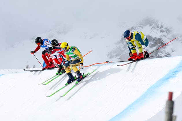 SKI CROSS - FIS SX WC Val di Fassa VAL DI FASSA,ITALY,29.JAN.26 - SKI CROSS - FIS World Cup, ladies, men, qualification. Image shows Nicolas Lussnig (AUT), Melvin Tchiknavorian (FRA), Niklas Bachsleitner (GER) and Liam Michael (AUS).  GEPAxpictures xMaticxKlansek
