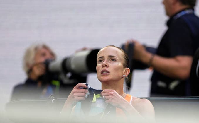 (260129) -- MELBOURNE, Jan. 29, 2026 -- Elina Svitolina is seen during the women s singles semifinal match between Aryna Sabalenka of Belarus and Elina Svitolina of Ukraine at the Australian Open tennis tournament in Melbourne, Australia, Jan. 29, 2026. (Photo by Xinhua) (SP)AUSTRALIA-MELBOURNE-TENNIS-AUSTRALIAN OPEN-WOMEN S SINGLES-SEMIFINALS HuxJingchen 