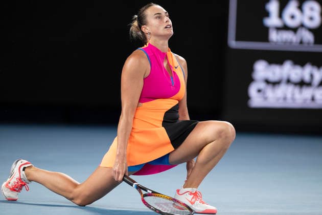 (260129) -- MELBOURNE, Jan. 29, 2026 -- Aryna Sabalenka is seen during the women s singles semifinal match between Aryna Sabalenka of Belarus and Elina Svitolina of Ukraine at the Australian Open tennis tournament in Melbourne, Australia, Jan. 29, 2026. (Photo by Xinhua) (SP)AUSTRALIA-MELBOURNE-TENNIS-AUSTRALIAN OPEN-WOMEN S SINGLES-SEMIFINALS HuxJingchen 