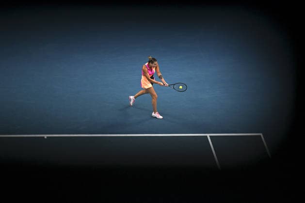 AUSTRALIAN OPEN 2026 MELBOURNE, AUSTRALIA - JANUARY 29: Aryna Sabalenka in action against Elina Svitolina (UKR) (NOT SEEN) during the Semifinals match at the Australian Open grand slam tennis tournament at Melbourne Park in Melbourne, Australia on January 29, 2026 Mark Avellino Anadolu Melbourne Australia. Editorial use only. Please get in touch for any other usage.  Copyright: x2026xAnadoluxMarkxAvellinox