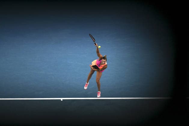 AUSTRALIAN OPEN 2026 MELBOURNE, AUSTRALIA - JANUARY 29: Aryna Sabalenka in action against Elina Svitolina (UKR) (NOT SEEN) during the Semifinals match at the Australian Open grand slam tennis tournament at Melbourne Park in Melbourne, Australia on January 29, 2026 Mark Avellino Anadolu Melbourne Australia. Editorial use only. Please get in touch for any other usage.  Copyright: x2026xAnadoluxMarkxAvellinox
