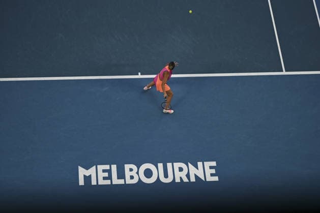 AUSTRALIAN OPEN 2026 MELBOURNE, AUSTRALIA - JANUARY 29: Aryna Sabalenka in action against Elina Svitolina (UKR) (NOT SEEN) during the Semifinals match at the Australian Open grand slam tennis tournament at Melbourne Park in Melbourne, Australia on January 29, 2026 Mark Avellino Anadolu Melbourne Australia. Editorial use only. Please get in touch for any other usage.  Copyright: x2026xAnadoluxMarkxAvellinox
